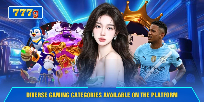 Diverse gaming categories available on the platform