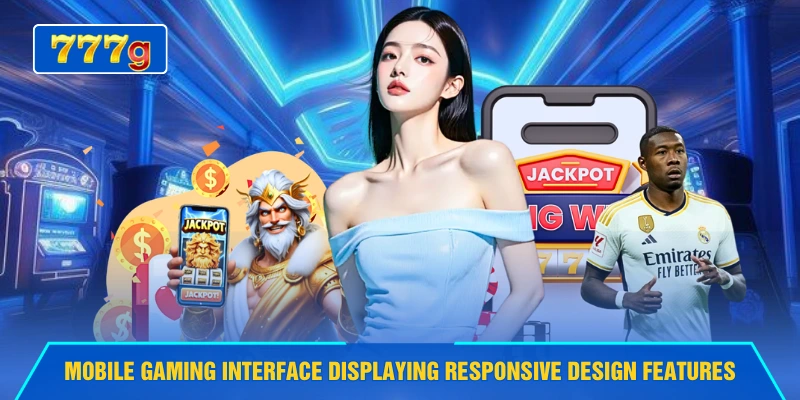 Mobile gaming interface displaying responsive design features