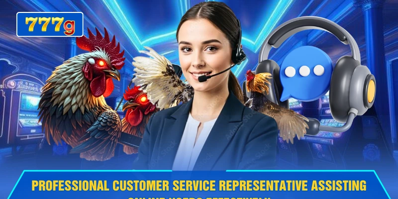 Professional customer service representative assisting online users effectively